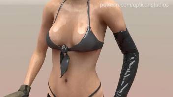 3D ANIMATED QUIET (METAL GEAR SOLID) MESMERIZING BREAST BOUNCE CLOTH DEMO